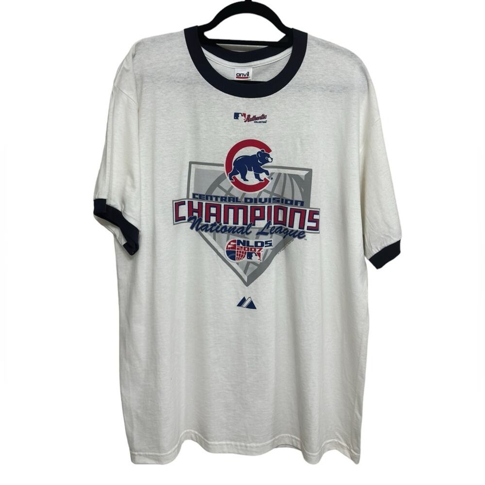 Vintage Chicago Cubs Ringer Tee 2007 Central Division Champions T-Shirt -Size XL